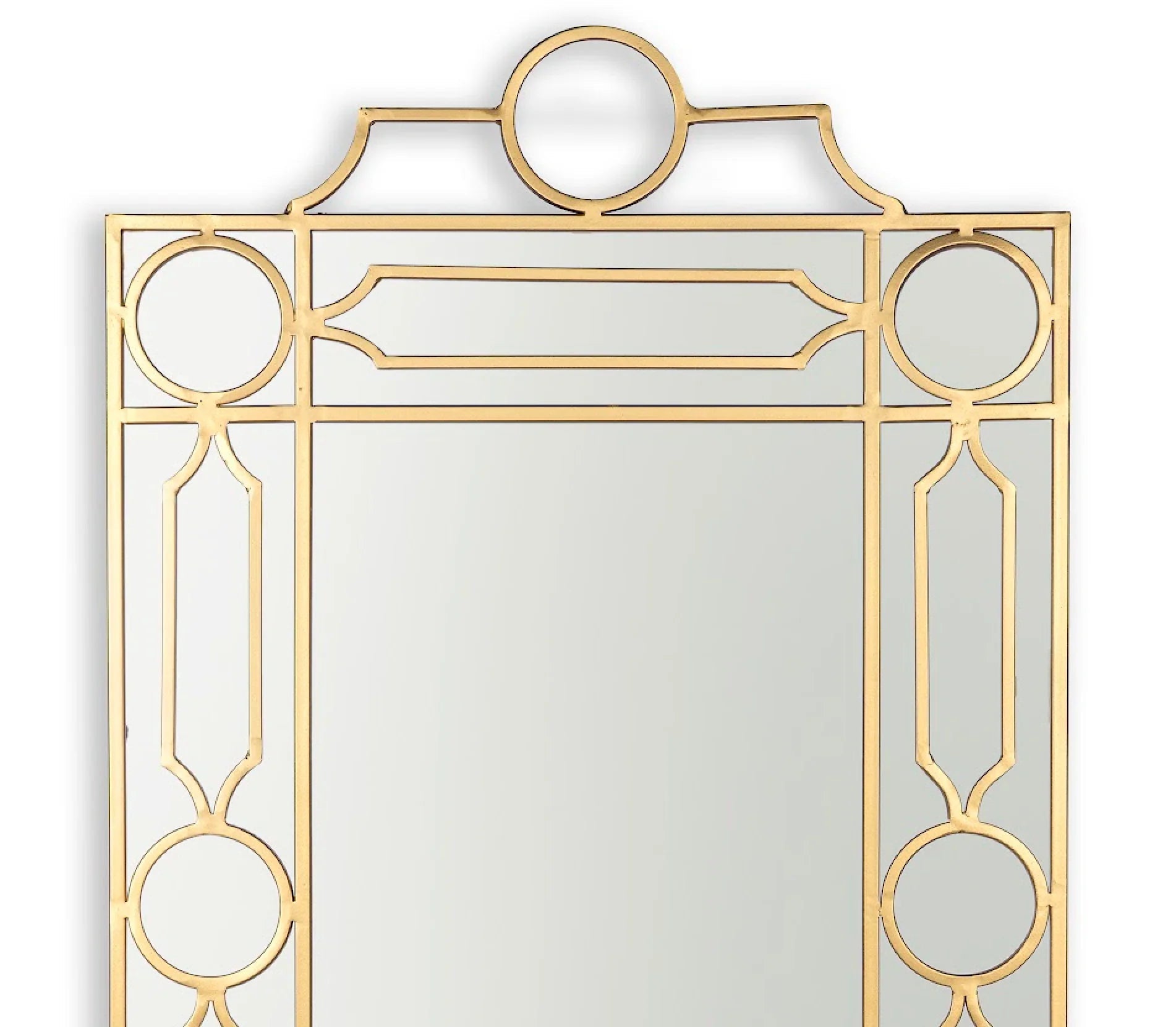 Miroir à chantournage et treillis en or