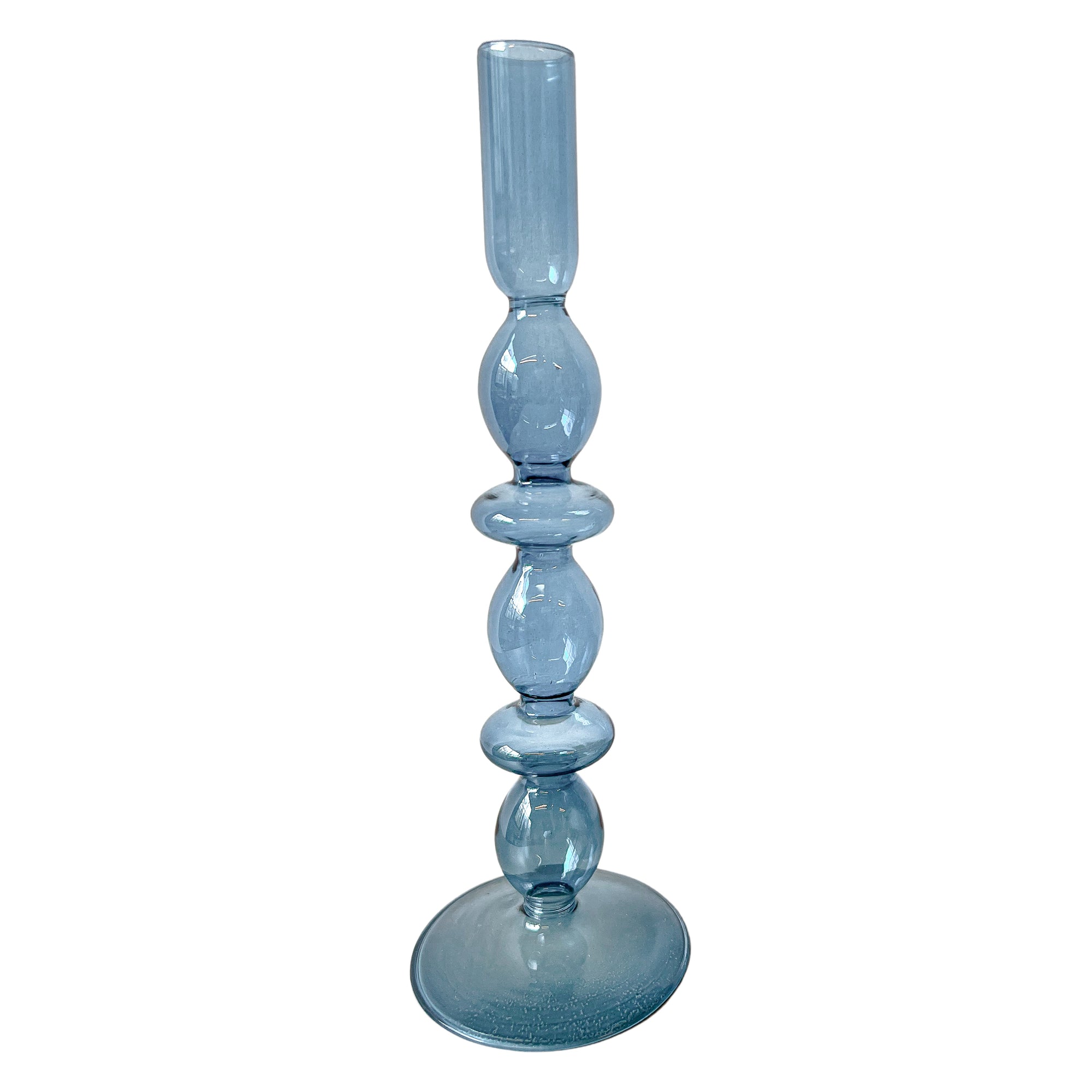 Bougeoir en verre bleu azur (lot de 2)