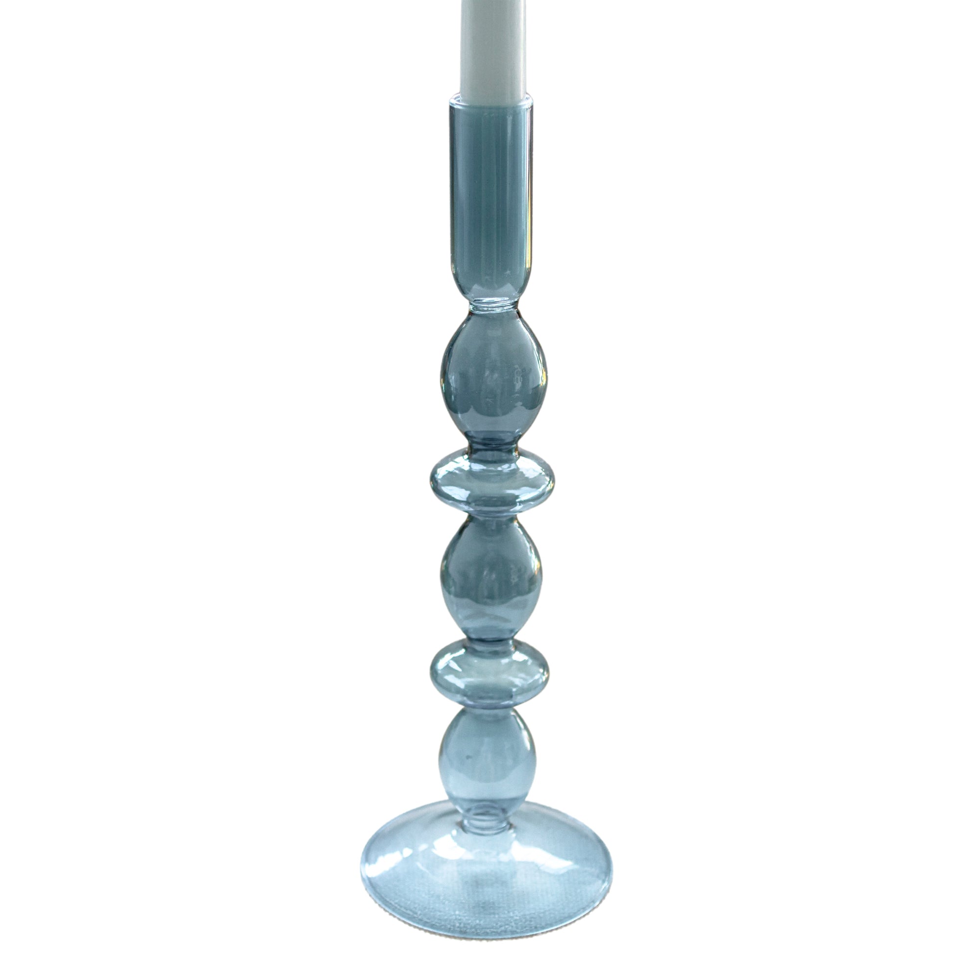 Bougeoir en verre bleu azur (lot de 2)