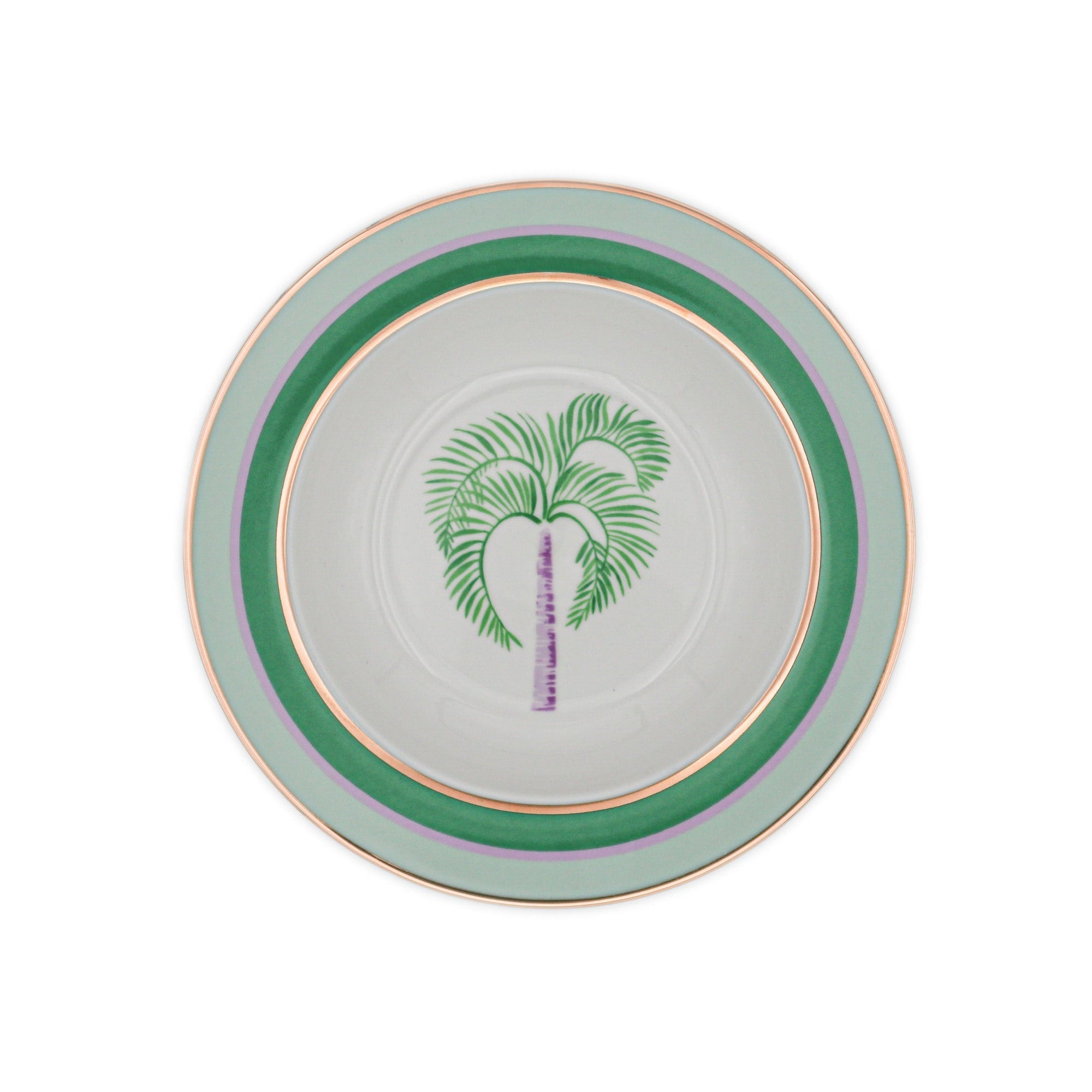 Bol à soupe en porcelaine Bernadette Palm blanc avec motifs verts et lilas (lot de 4)