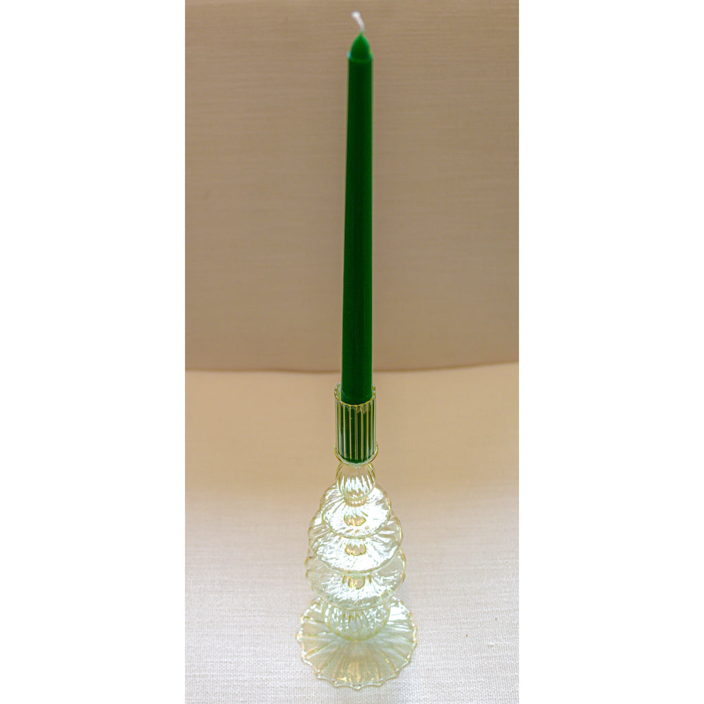 Bougeoir en verre côtelé jaune crème au beurre (lot de 2)