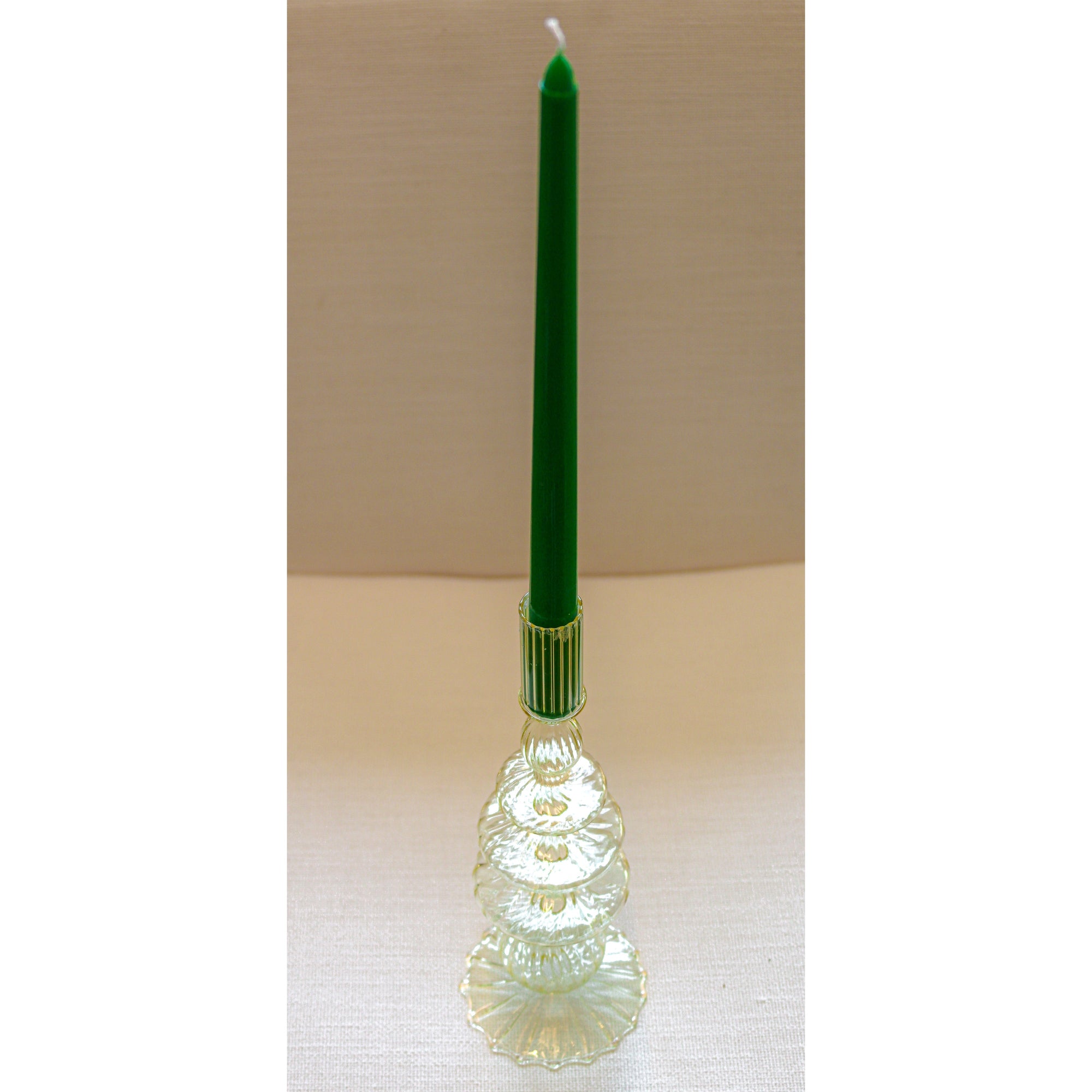 Bougeoir en verre côtelé jaune crème au beurre (lot de 2)