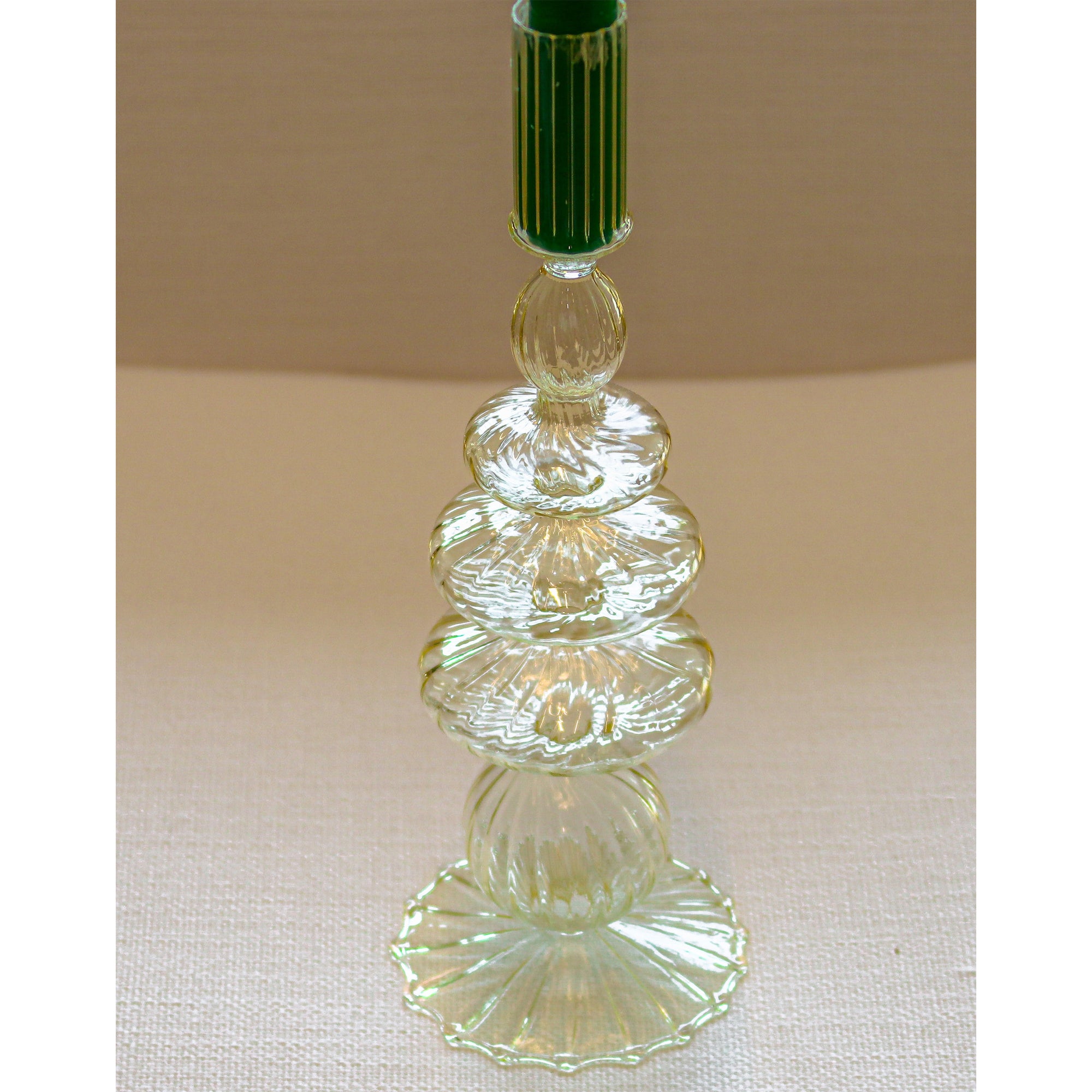 Bougeoir en verre côtelé jaune crème au beurre (lot de 2)