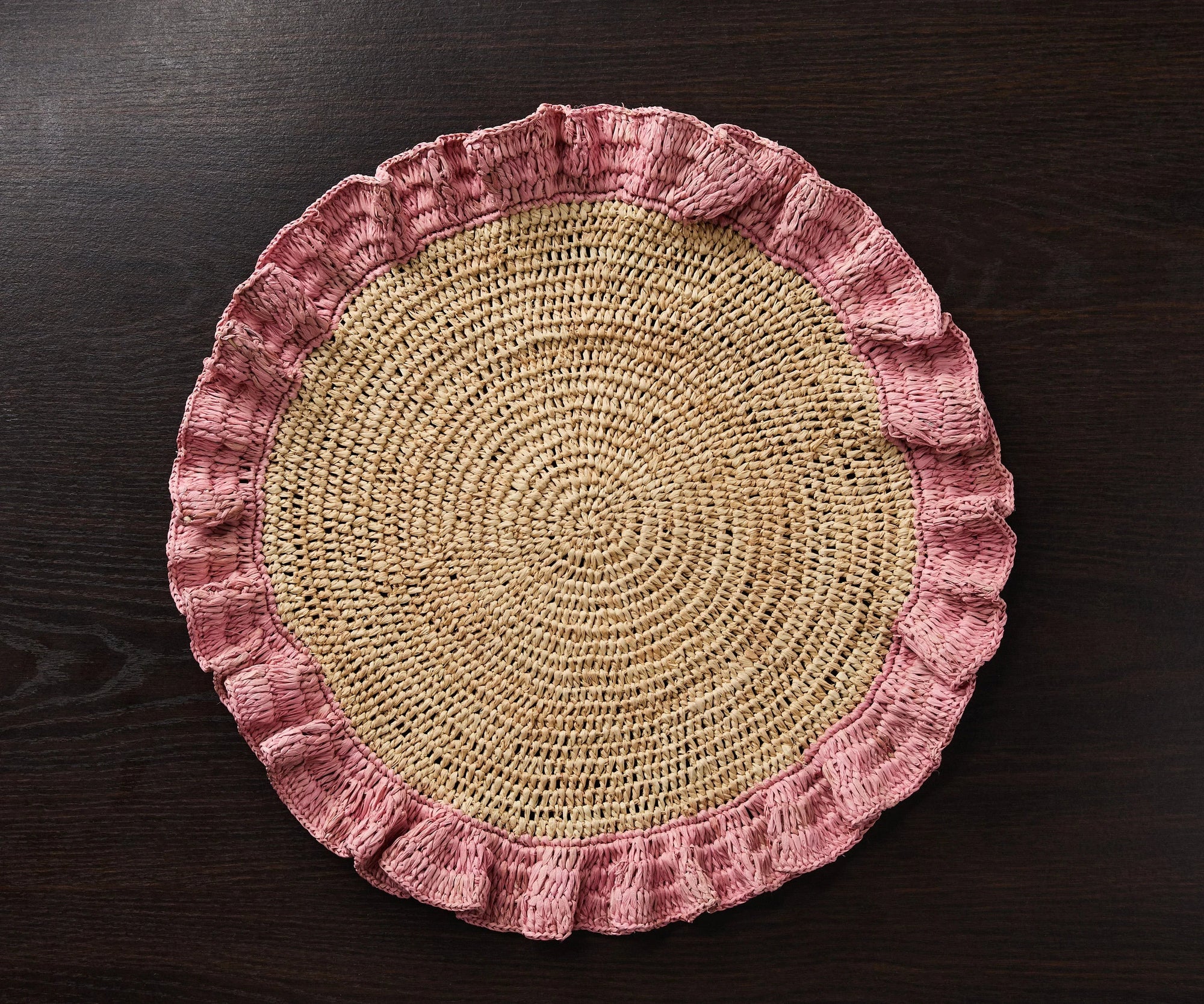 Set de table à volants en raphia tissé à la main – Décoration de table bohème chic – Accent de table d'été
