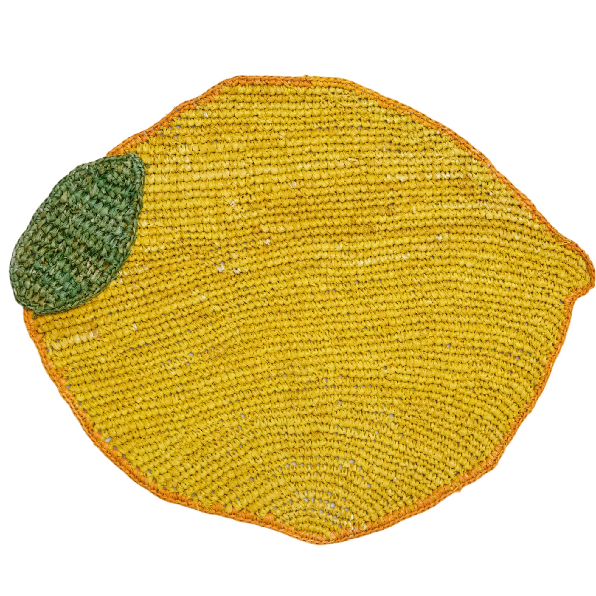 Set de table en raphia tissé à la main en forme de citron, décoration de table estivale