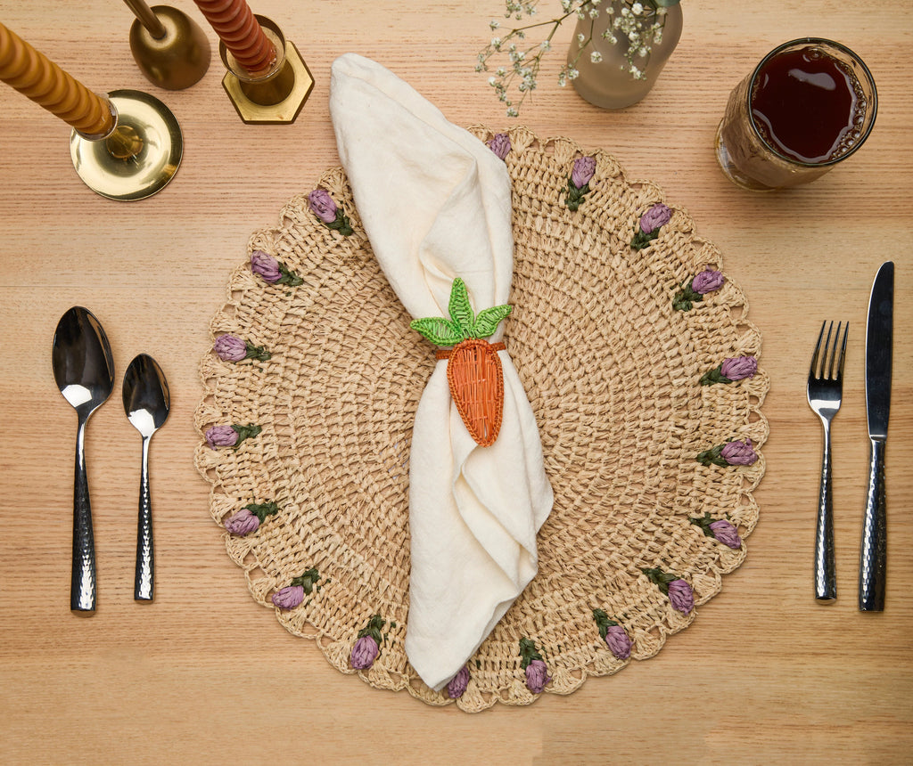 Rond de serviette citron – 3,5 pouces de palmier Iraca tissé à la main – Décoration de table estivale artisanale de Colombie