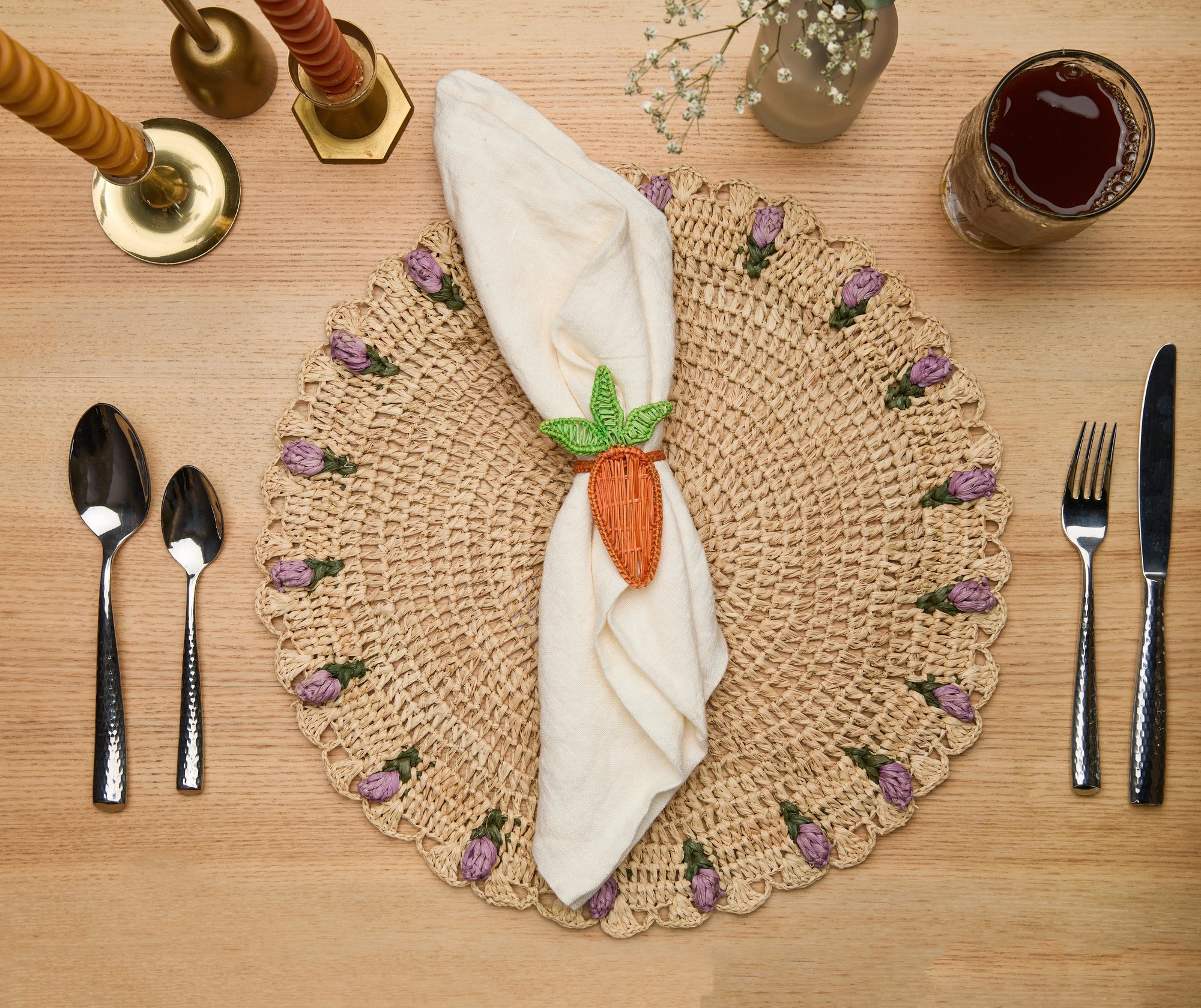 Rond de serviette citron – 3,5 pouces de palmier Iraca tissé à la main – Décoration de table estivale artisanale de Colombie
