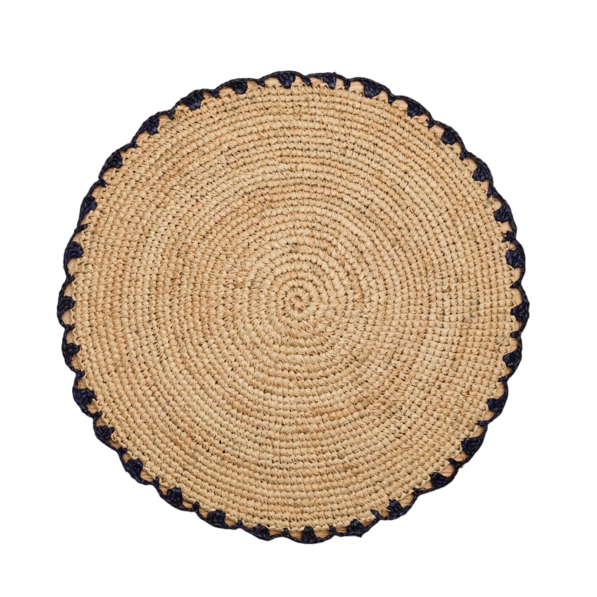 Set de table tissé à la main en raphia tressé bleu Aura - Décoration de table rustique