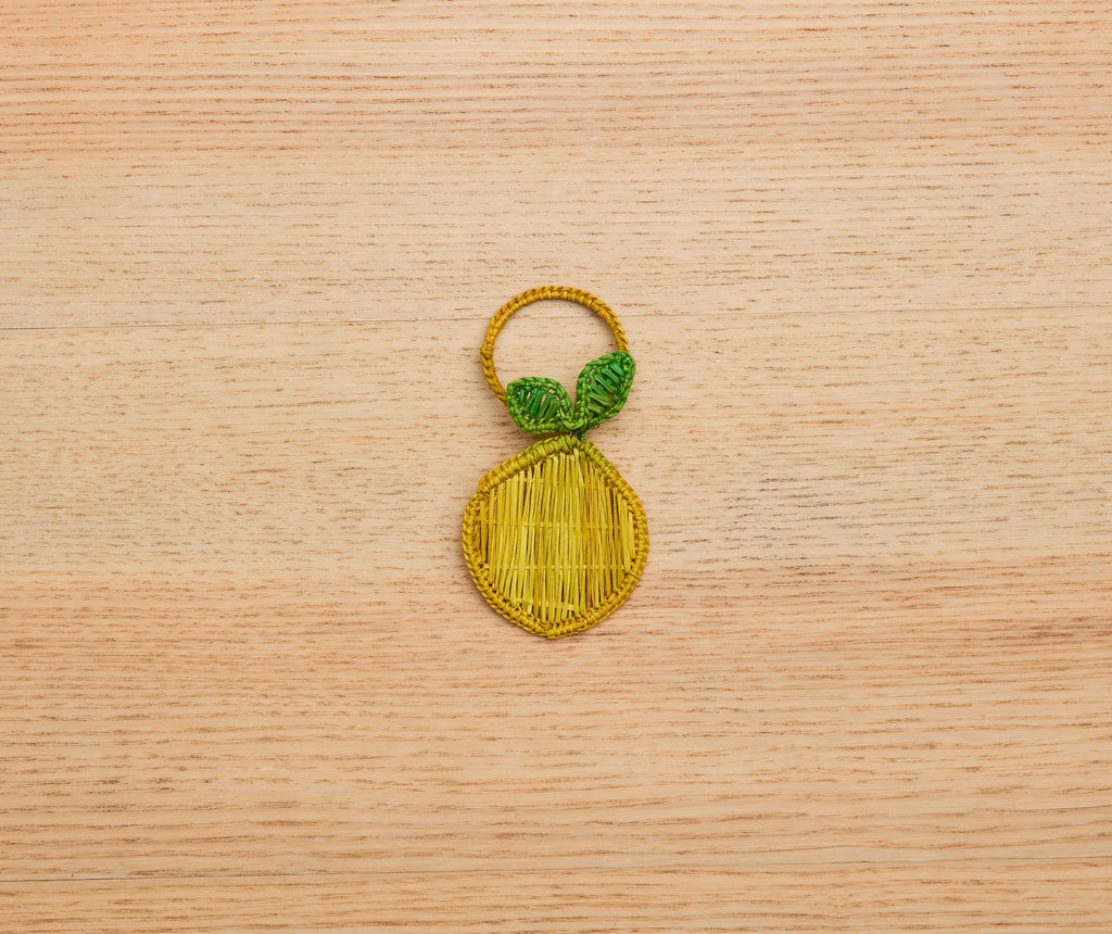 Rond de serviette citron – 3,5 pouces de palmier Iraca tissé à la main – Décoration de table estivale artisanale de Colombie